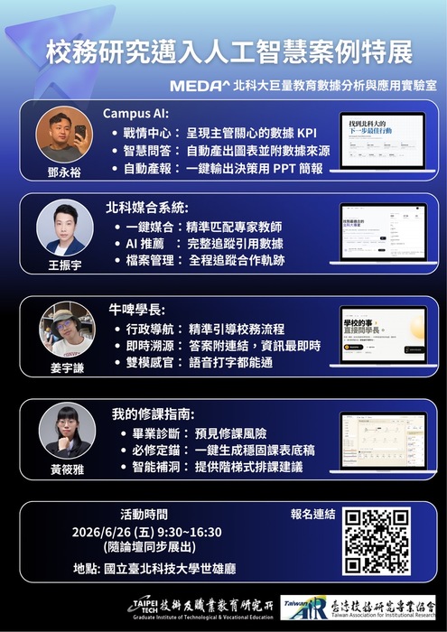 校務研究邁入人工智慧案例特展